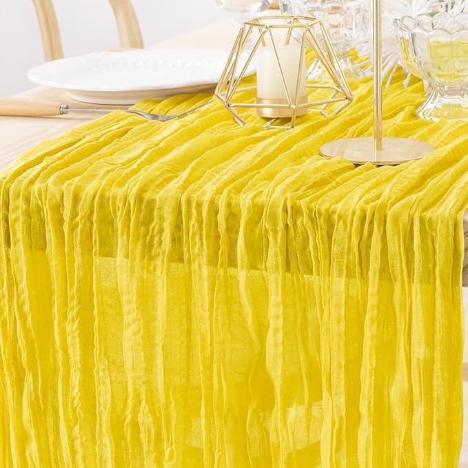 MLMW Yellow Cheesecloth Table Runner Boho Gauze Rustic Cheese Cloth Table by MLMW