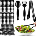60 Pcs Disposable Black Plastic Serving Utensils, 20 Set Including 9" Plastic by ALEXPRE