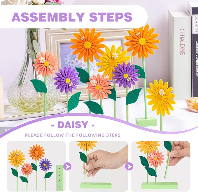 8 PCS Daisy Felt Centerpieces for Tables Flower Party Decorations Daisy - Image 3