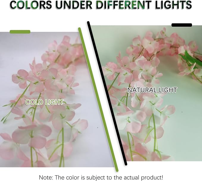24 Pack Light Pink Wisteria Hanging Flowers Garland, 3.77 Feet Artificial - Image 3