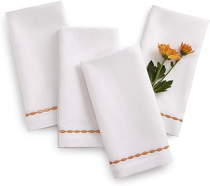 Cotton Linen Dinner Napkins 20 x 20 Inch – White Cloth Napkins by HomeEkaa