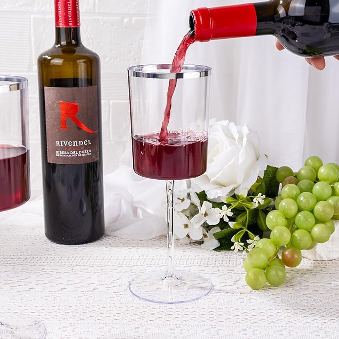 Ciaell 12 Pack Plastic Wine Glasses - 10 Oz Plastic Wine Glasses - Square - Image 2