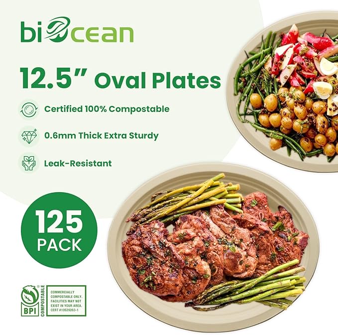 12.5 Inch Compostable Oval Plates - Image 2