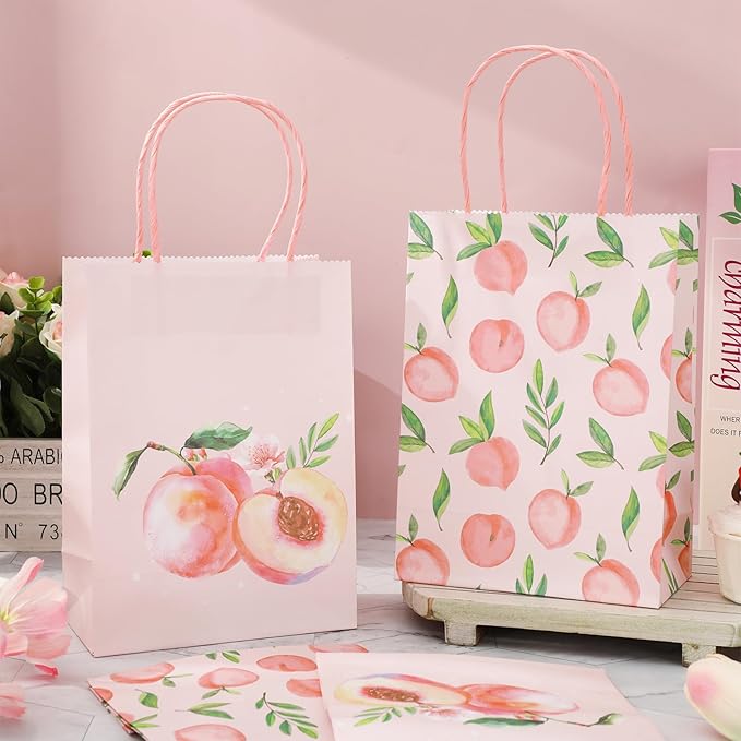 JarThenaAMCS 24Pcs Peach Paper Gift Bag Pink Treat Bags - Image 4