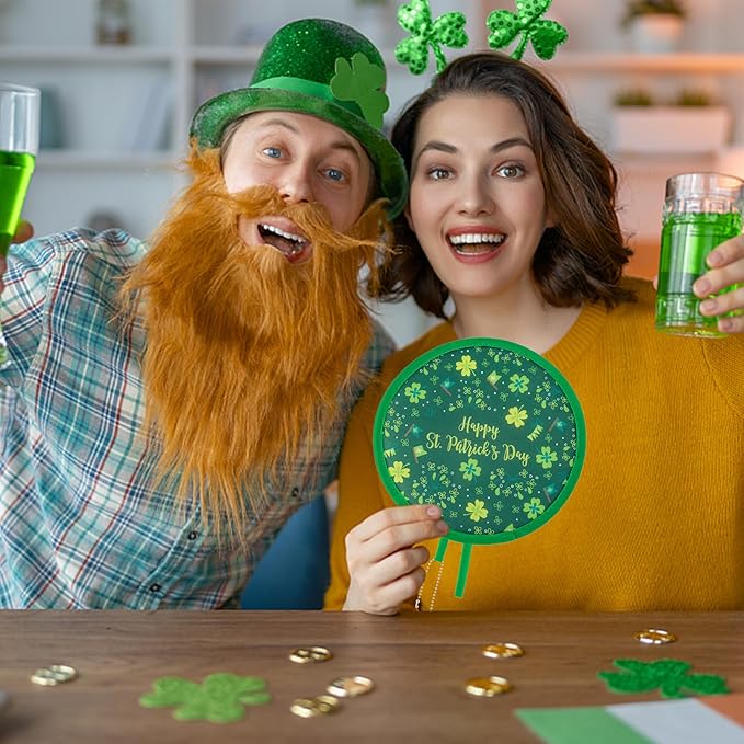 4 Styles St. Patrick's Day Round Foldable Hand Fan Foldable Fan Handheld - Image 5
