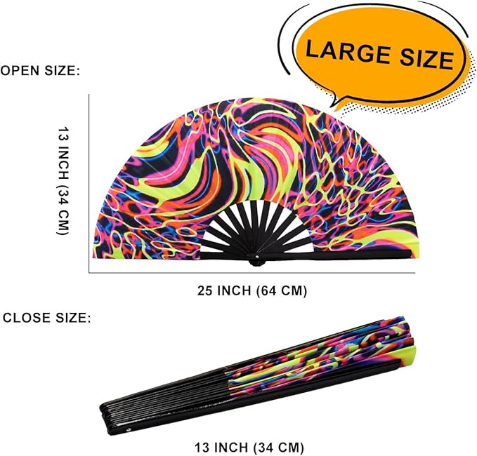 Amajiji Rave Folding Hand Fan Popping Fans - Image 6