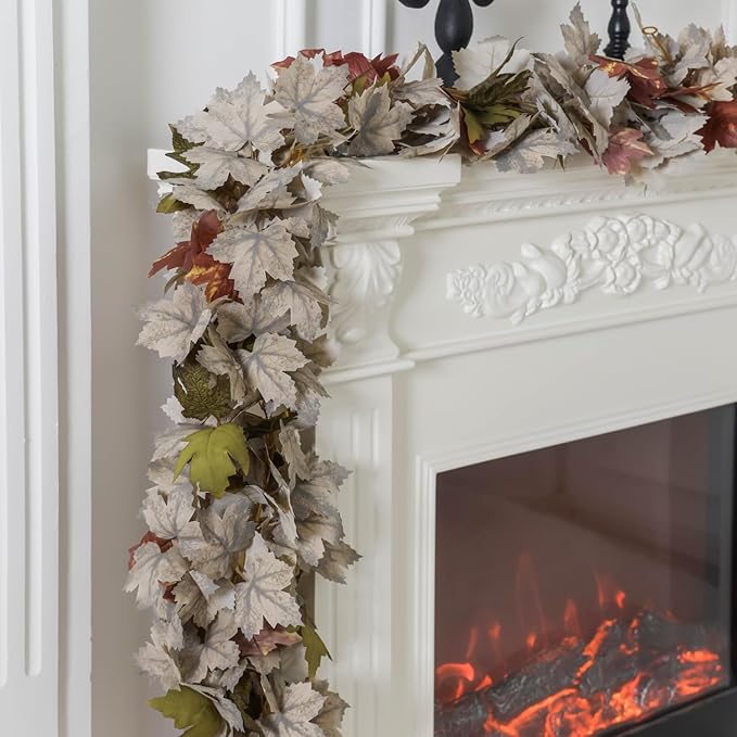 PARTY JOY 6PCS Leaf Garland, 5.6Ft Halloween Garland Artificial Maple Leaf - Image 3