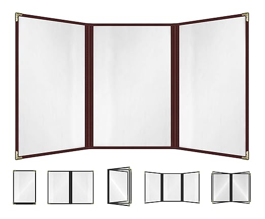 Goodsmart Restaurant Menu Covers – 25 Pack Burgundy 6-View Trifold 8.5" x 14" by ACISuperPower