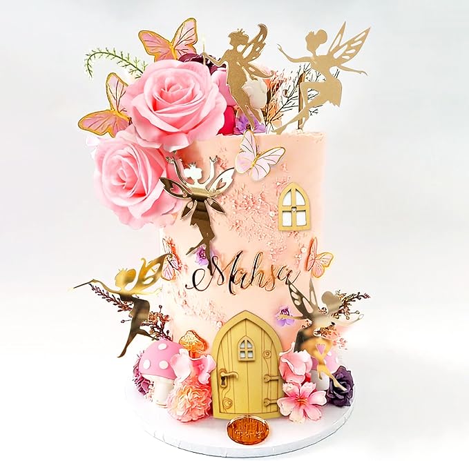 JeVenis Pink Fairy Cake Decoration Mushroom Cake Decoration Fairy Cake by JeVenis
