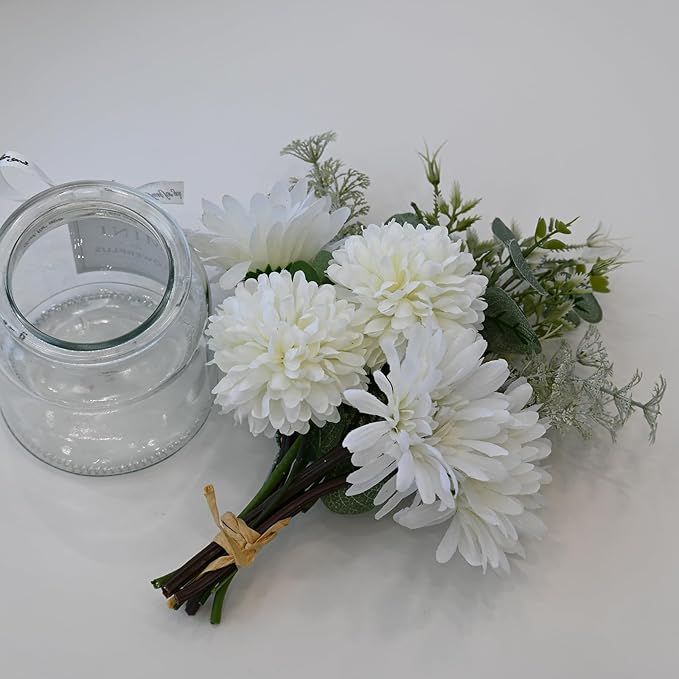 LADADA Artificial Hydrangea and Glass vase Decoration, Used - Image 4