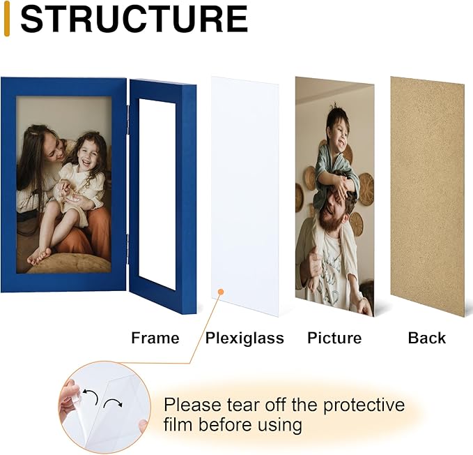 decorUhome Double 8x10 Picture Frame Vertical, Engineered Wood Bifold Photo - Image 4
