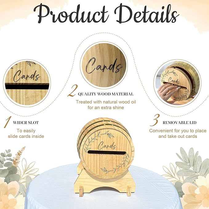 OurWarm Wooden Wedding Card Box - Image 4