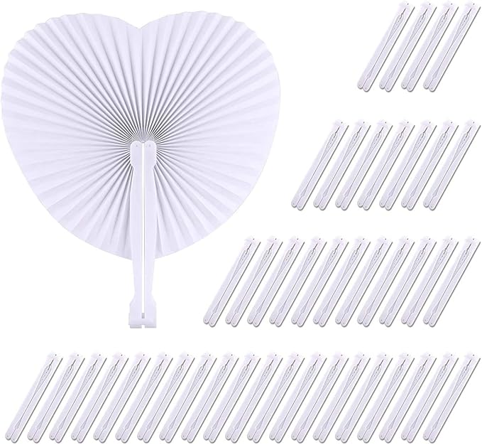 ZWIN 48 Pcs Heart Shaped Paper Fans - Image 2