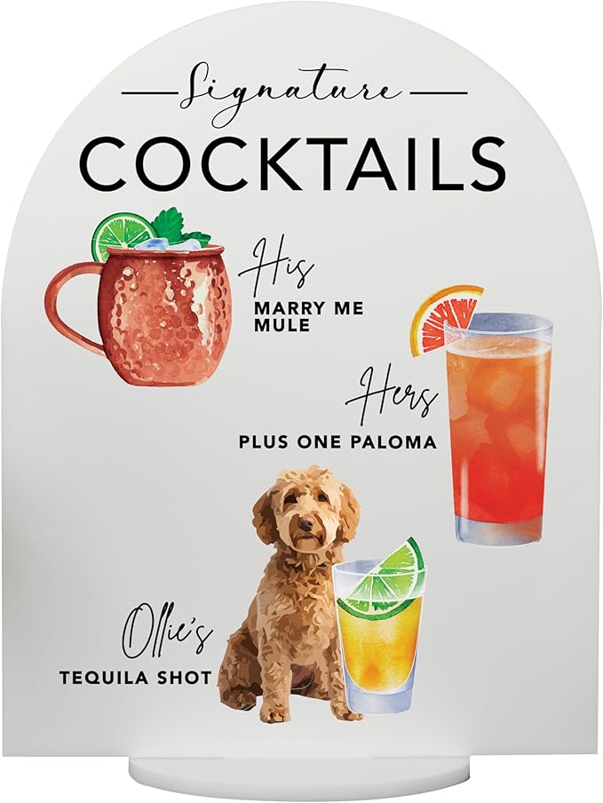 Pet Signature Drink Wedding Signs by Elation+Factory+Co.