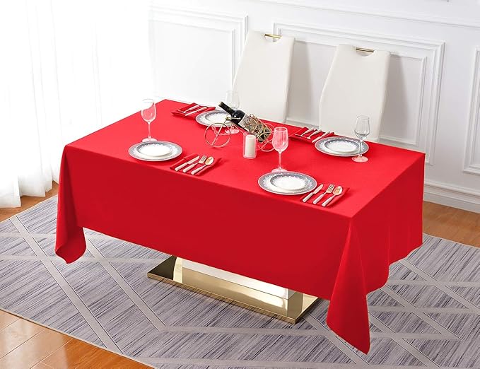 Surmente Red Tablecloth 60 x 102-inch Rectangular Polyester Table Cloth - Image 6