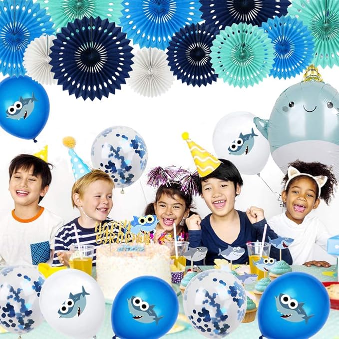 BEISHIDA Blue White Hanging Honeycomb Round Paper Fans Decoration Kit - Image 6