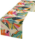 Colorful Flower Table Runner, Abstract Flower Blossom Botanical Pattern Print by Kurtect