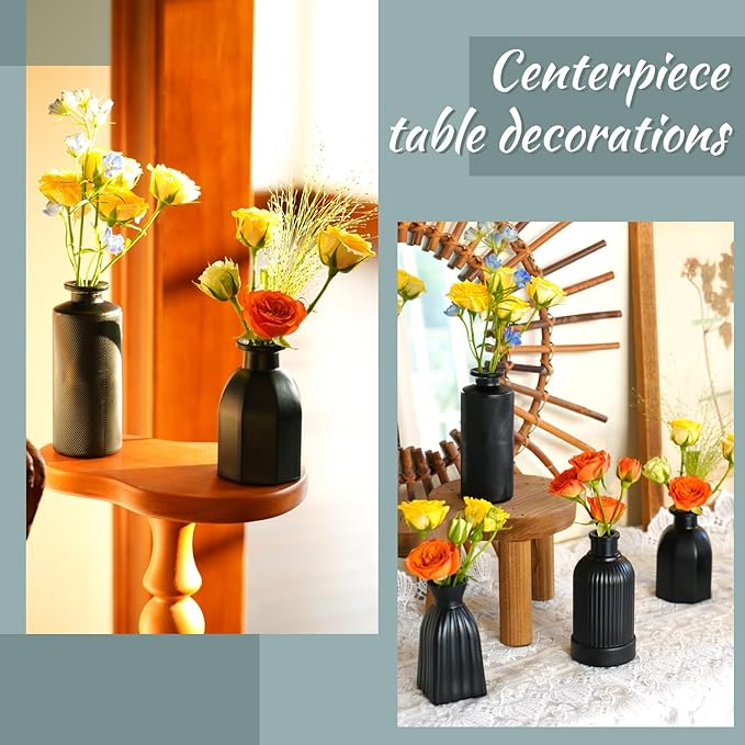 Black Vase, Bud Vases Set of 12, Small Glass Vase - Image 6