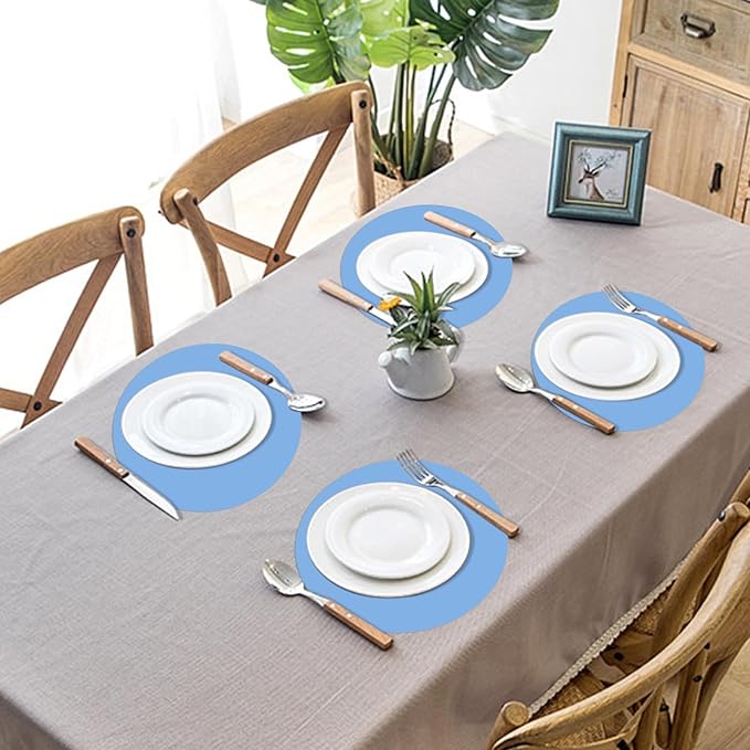 50 Pieces Baby Blue Paper Place Mats Round Disposable Table Mats Blue Paper - Image 5