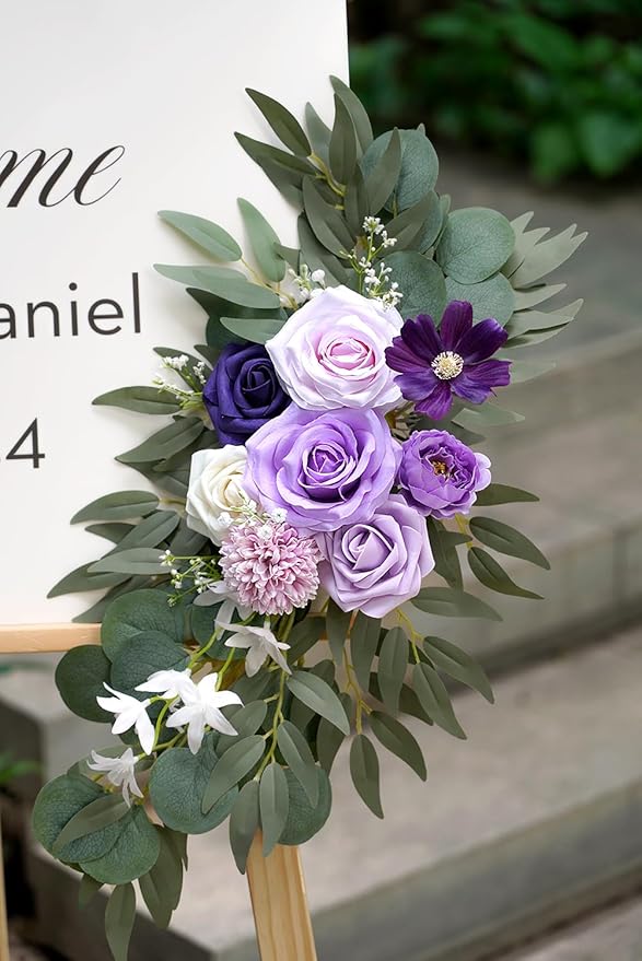 Faux Flower Swag Set of 2 for Wedding Welcome Signs Floral Decorations - Image 5