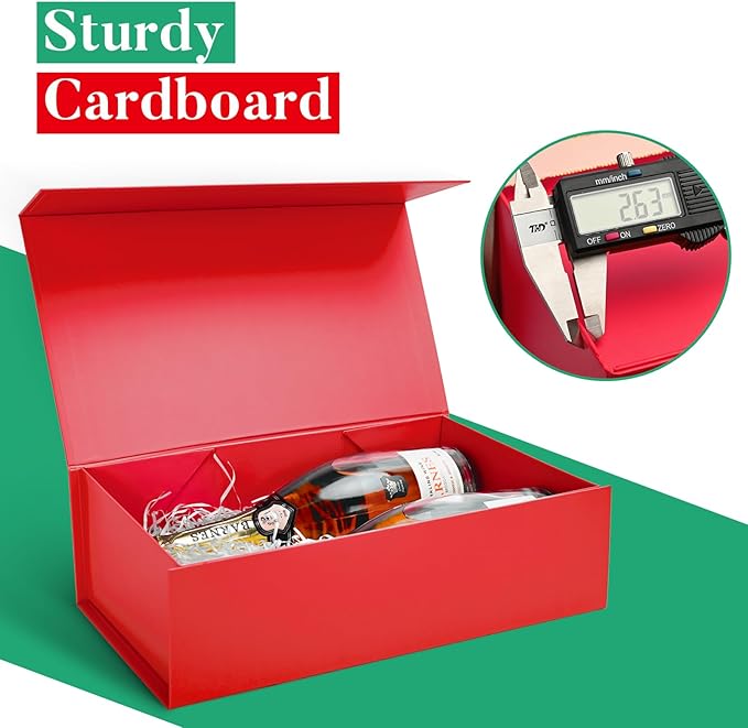 LIFELUM Red Gift Box 13.85 x 8.35 x 4.45 inch Large Gift Boxes - Image 3