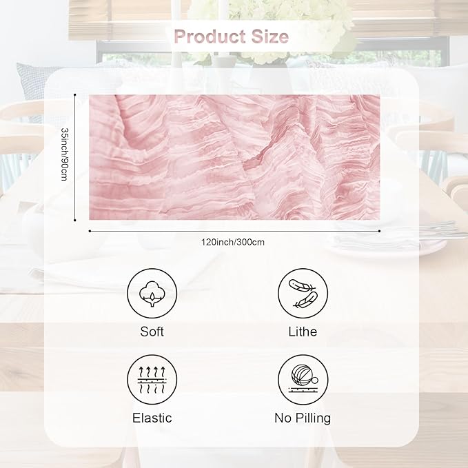 6 Pack Dusty Pink Cheesecloth Table Runner 35x120 Inch 10Ft Rustic Gauze Cheese - Image 4