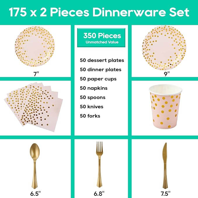 Pink and Gold Party Supplies - Image 2