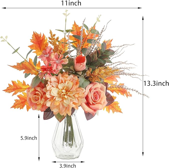 Artificial Flowers with Vase, Faux Flower Arrangement with Vase Suitable - Image 2