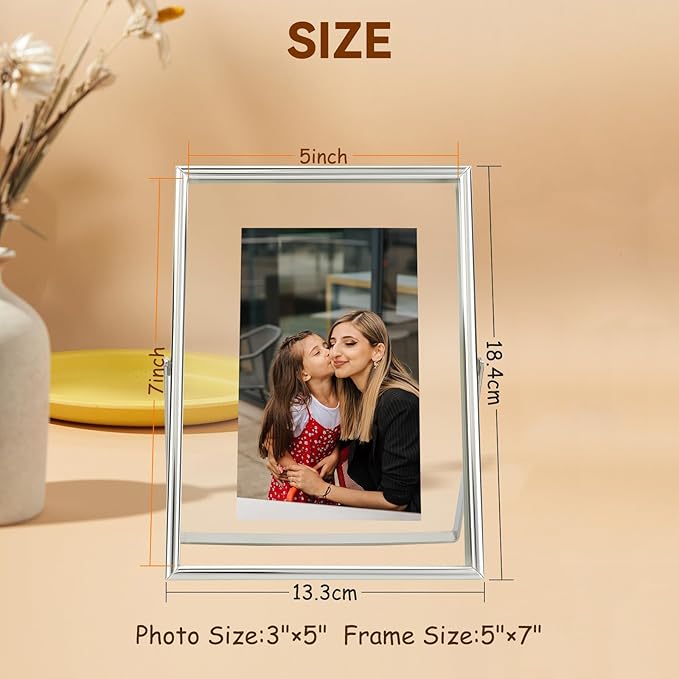 Silver Floating Frame, For Picture 4x6, Small Desktop Photo Frame, Classy Gift - Image 2