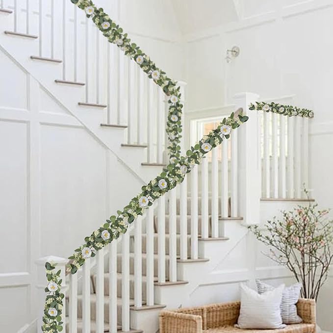 MAKHOT 2Pack White 6.6Ft Artificial Eucalyptus Garland - Image 7