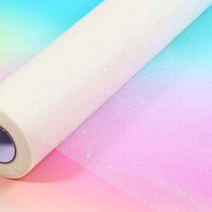 ICOSHOW Sparkling Tulle Rolls, 15” by 30 Yards Glitter Tulle Spool Ribbon Fabric - Image 5