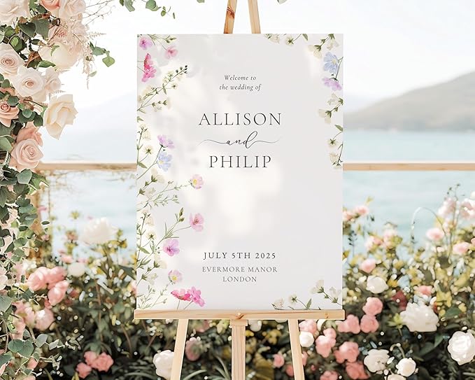 Welcome Wedding Signs, Minimalist Floral Spring Wedding Sign Decorations - Image 2