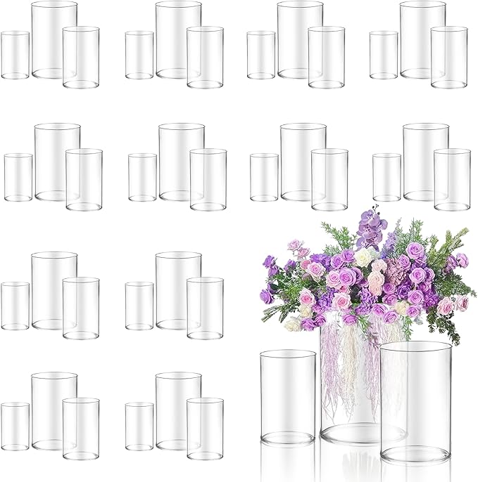 36pcs Glass Vase Cylinder for Centerpieces Small Flower Glass Clear Home Decor by Unknown