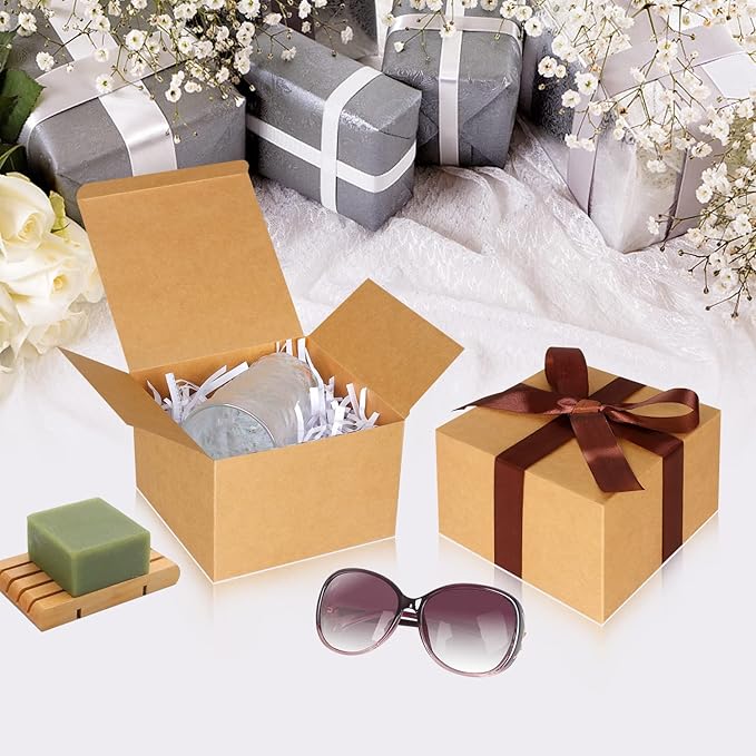 COTOPHER Small Gift Boxes 10 Pack 6x6x4 inches Brown Gift Boxes - Image 4