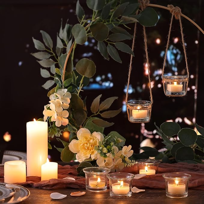 Letine Tealight Candle Holder Set of 12- Clear Glass Votive Candle Holders Bulk - Image 7