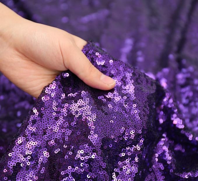 Poise3EHome 2ft x 8ft Purple Sequin Photography Backdrop Curtain 2 Panels - Image 5