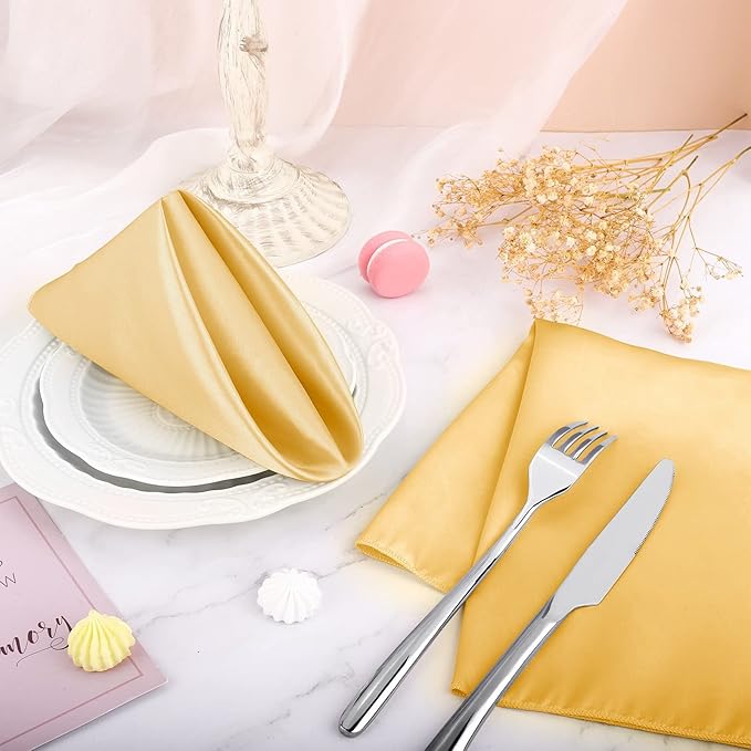 ANECO 16 Pack Square Satin Napkin Bright Silk Table Napkin Soft Smooth Fabric - Image 5