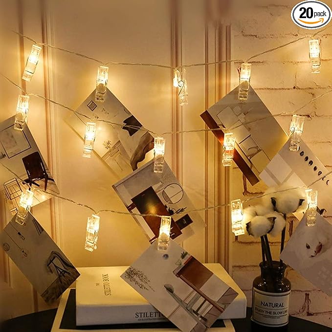 Twinkle Star 10ft 20 Photo Clip String Lights, Fairy Lights Battery Operated by TwinkleStar