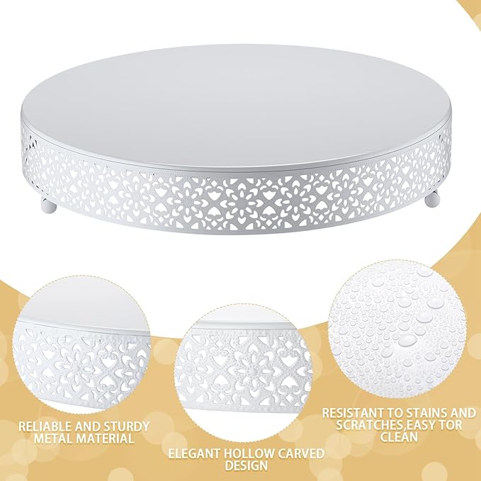 Wenqik Cake Stand 14 Inch Round Metal Cupcake Dessert Wedding Cake Stand - Image 5