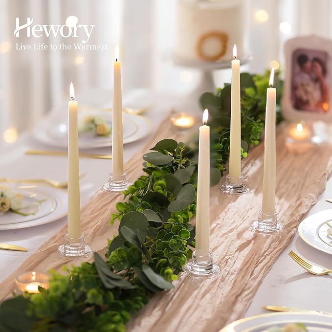 Hewory Glass Taper Candle Holders: 10 PCS Candlestick Holders Clear Short - Image 2
