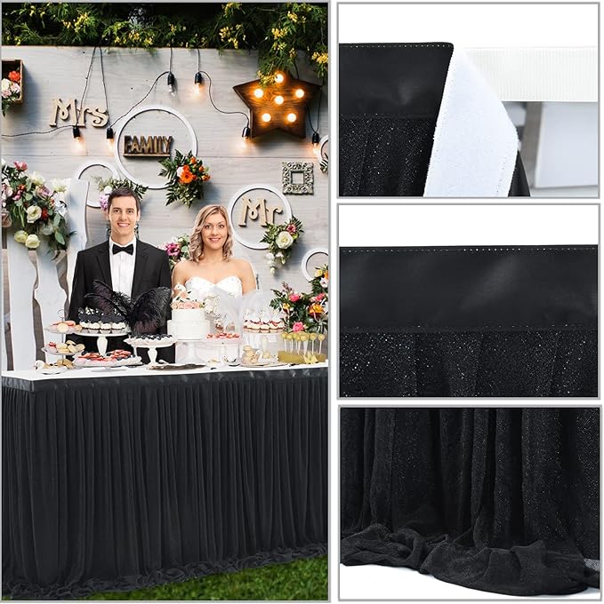 14ft Black Tulle Table Skirt for Rectangle Table or Round Tables Tutu Table - Image 6