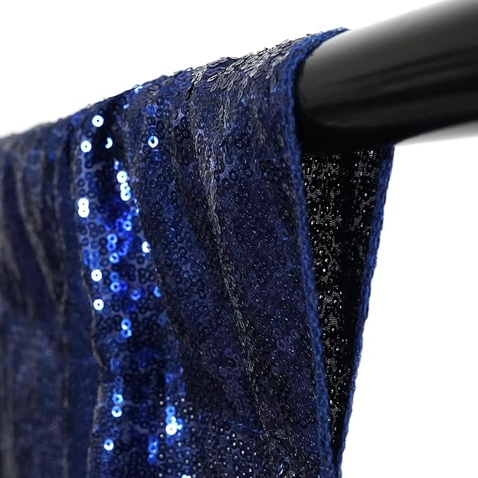 Poise3EHome 8Ft x 8Ft Navy Blue Sequin Backdrop Curtain, Glitter Thick Satin - Image 9