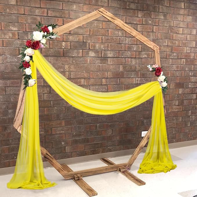 Wedding Arch Draping Fabric 20 Ft Yellow Chiffon Drapes - Image 2