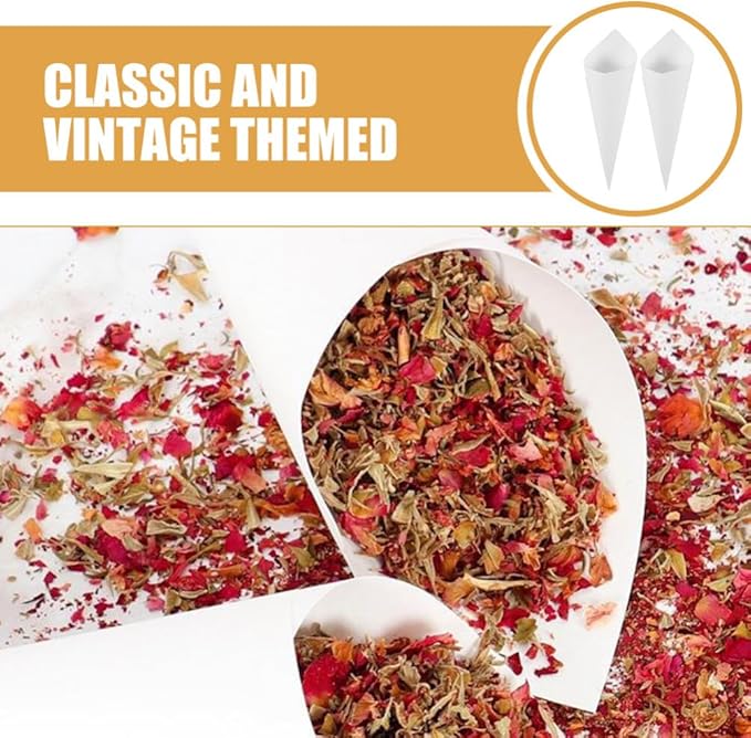 PRETYZOOM 60pcs Flower Cones Confetti Cones Rose Petal Candy Kraft Paper Cones - Image 2