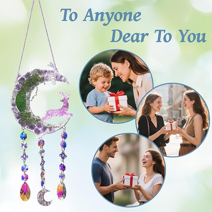 TUOKING Crystal Suncatchers for Window Purple Deer Dreamy Crystal Natural Stone - Image 5