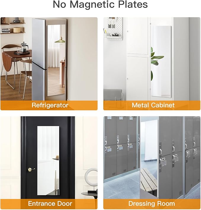 63"x20" Magnetic Mirror Lightweight Full-Length Mirror | Strong Adhesion - Image 2