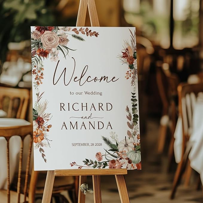 Welcome Wedding Signs, Terracotta Fall Burnt Orange Copper Wedding Sign - Image 3