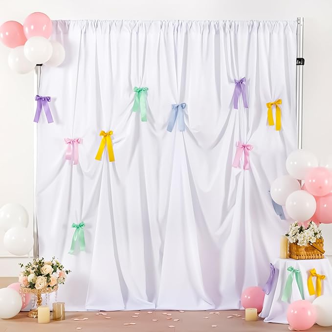 White Wedding Backdrop Curtain : 2 Panels 5.8×8ft Backdrop DIY Creative by SoarDream