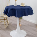 Round Navy Tablecloth 48 Inch Polyester Fabric Washable Table Cloth Decorative by YZKITM