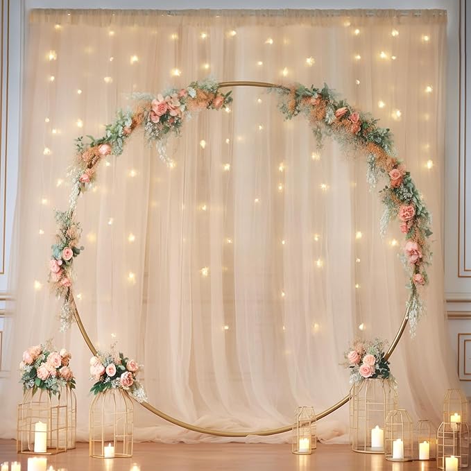 10×10ft Champagne Tulle Backdrop Curtain - Image 7